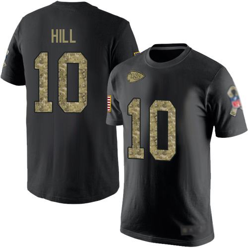 Men Kansas City Chiefs #10 Hill Tyreek Black Camo Salute to Service T-Shirt->nfl t-shirts->Sports Accessory